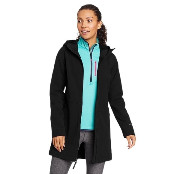 Eddie Bauer LARGE Windfoil Elite women's Trench coat Navy Blue Fleece Thermal - Picture 9 of 10